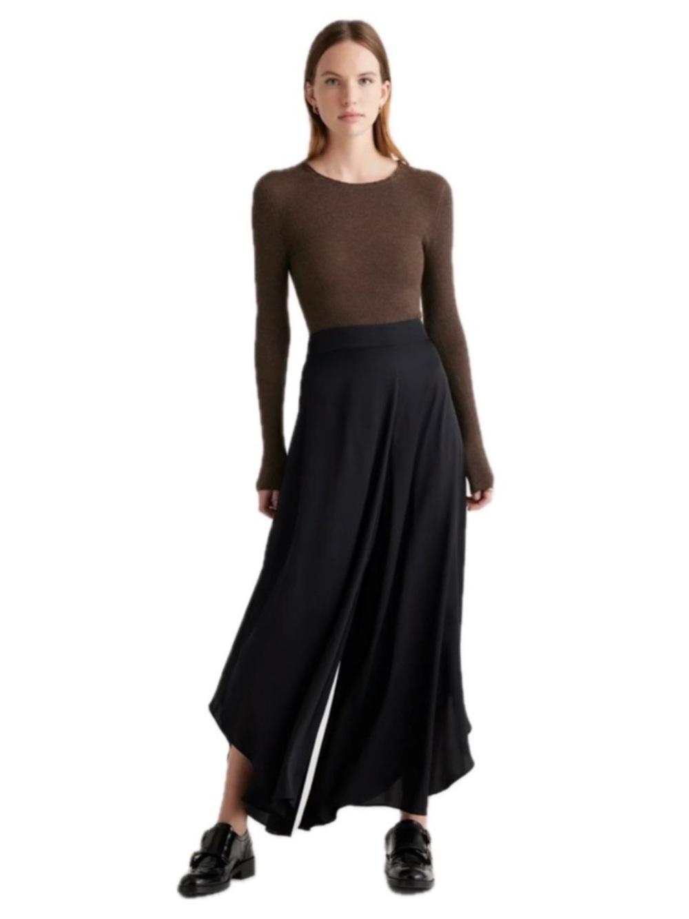 Quince Washable Silk Palazzo Pants Black Large Mulberry Silk Wide Leg NWT
